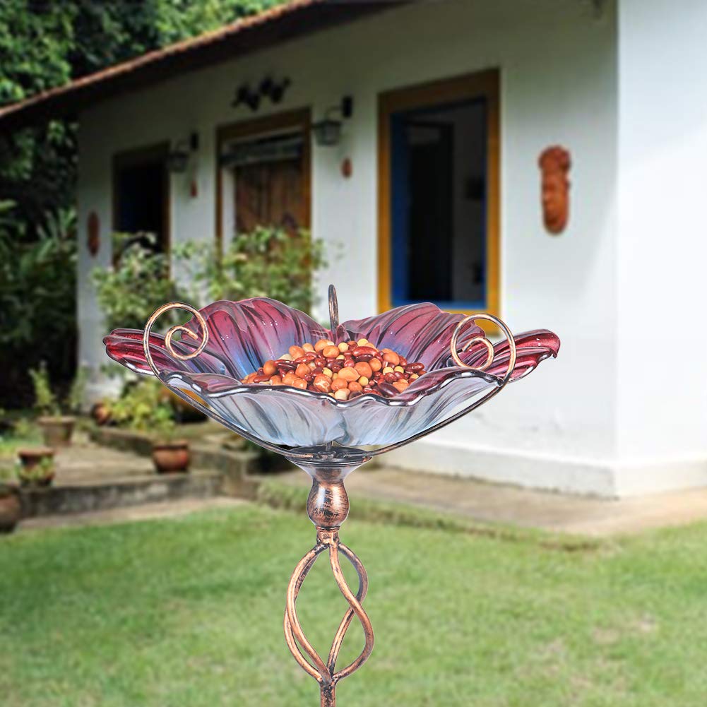 Outdoor birdbath and feeder combo inviting feathered visitors.