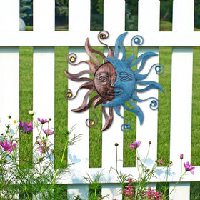 MUMTOP metal sun moon outdoor art withstands weather and resists fading