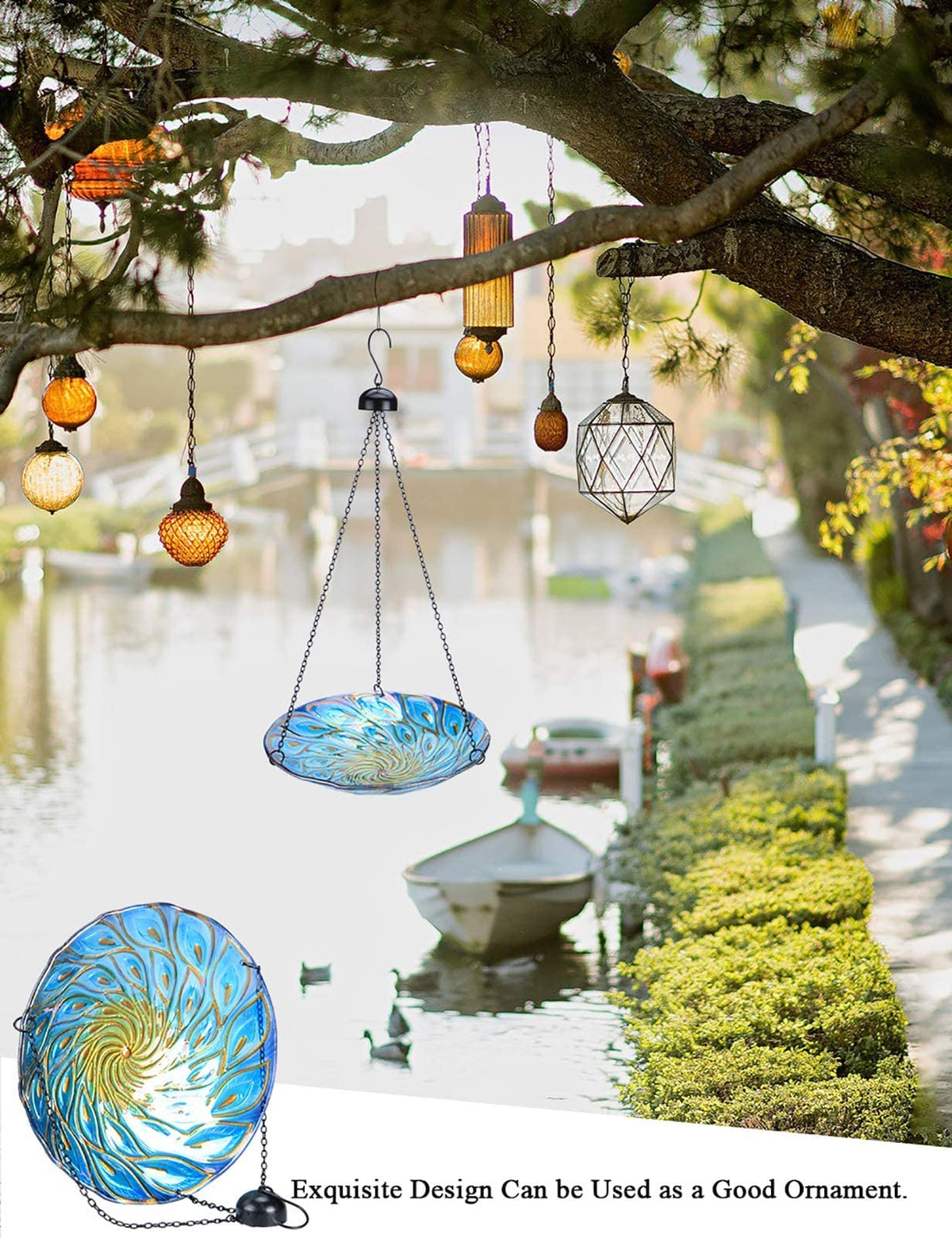 MUMTOP vibrant glass artwork adds color while attracting feathered guests.