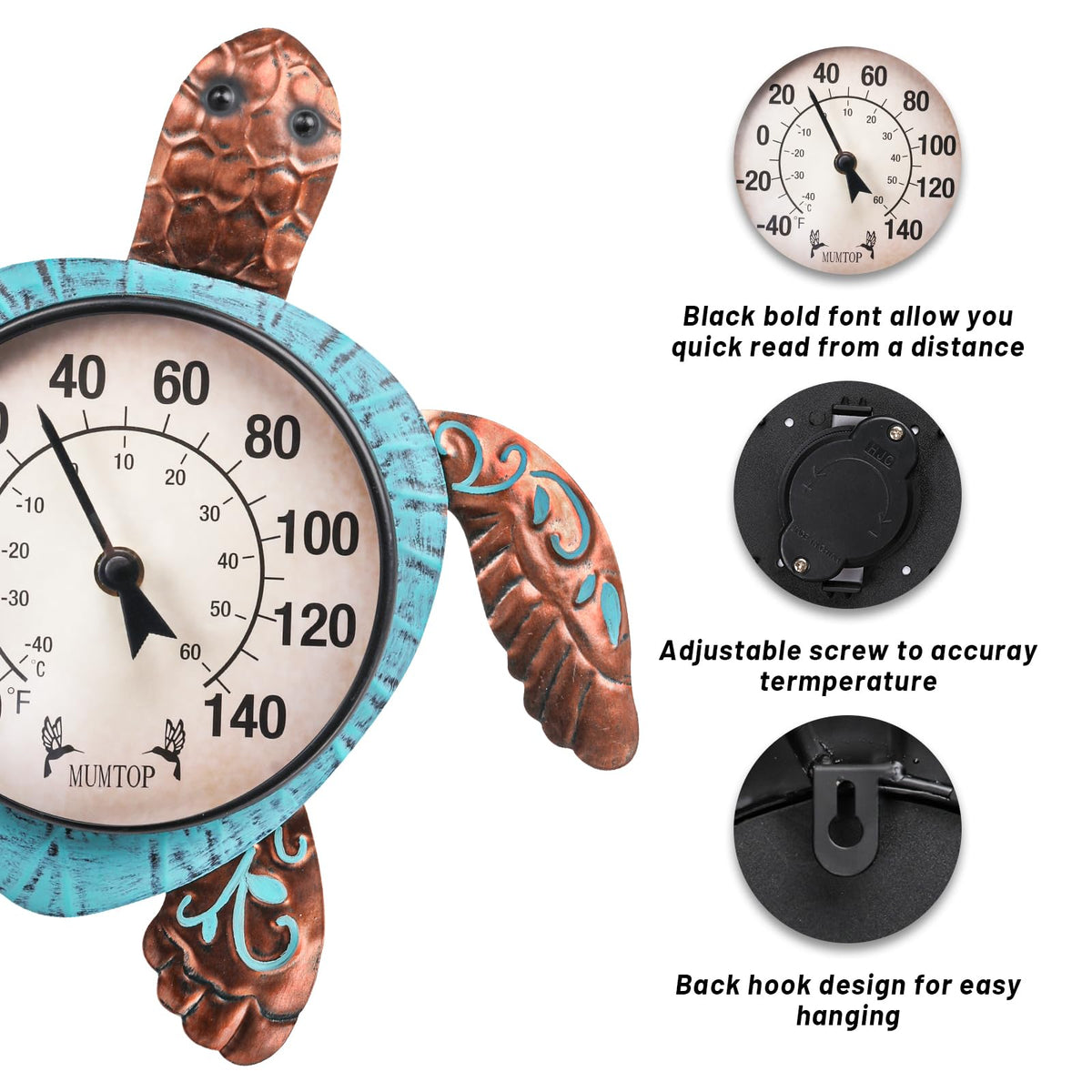 MUMTOP waterproof metal case keeps the thermometer safe through seasons