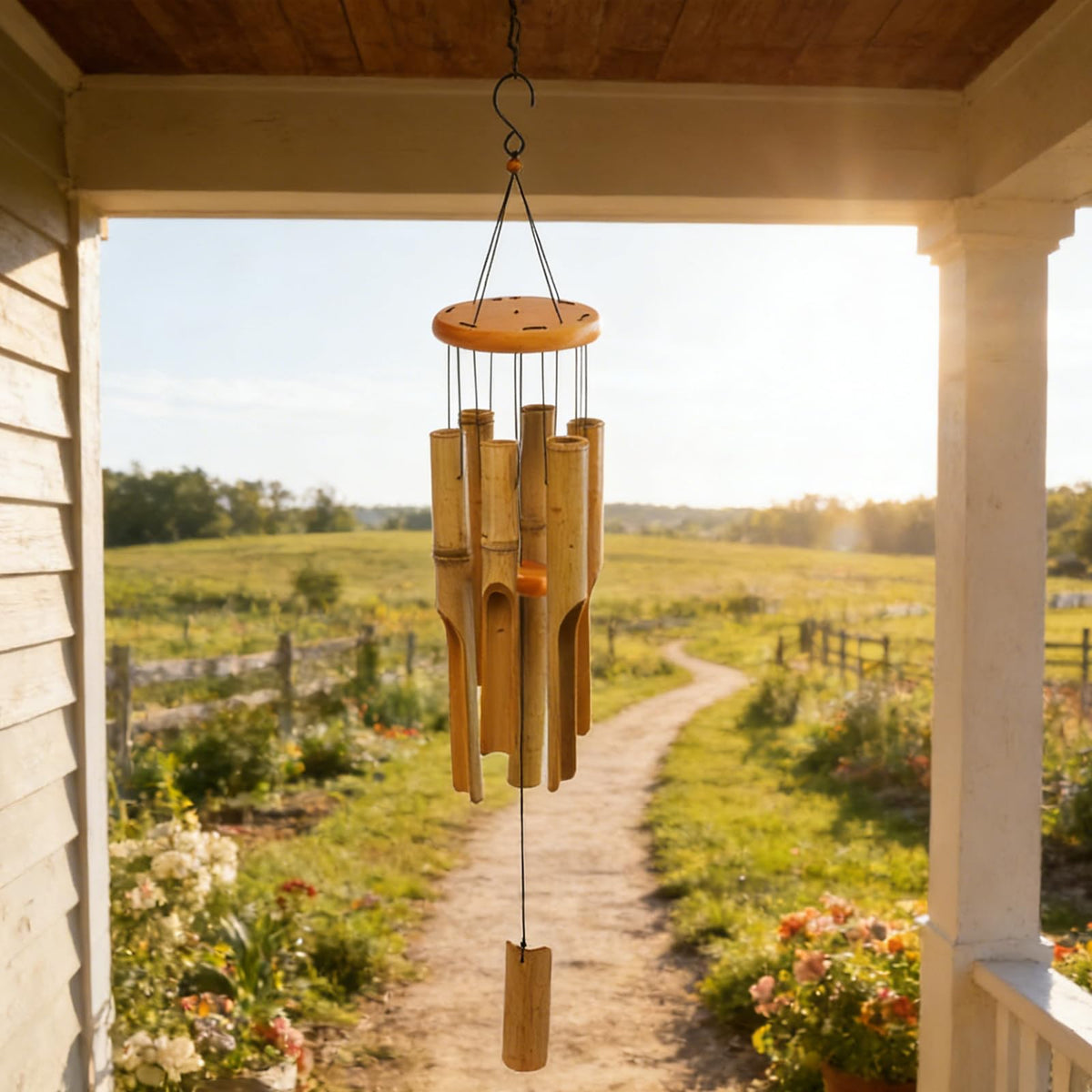 MUMTOP wind chimes installed on a door or wall enhances outdoor charm.