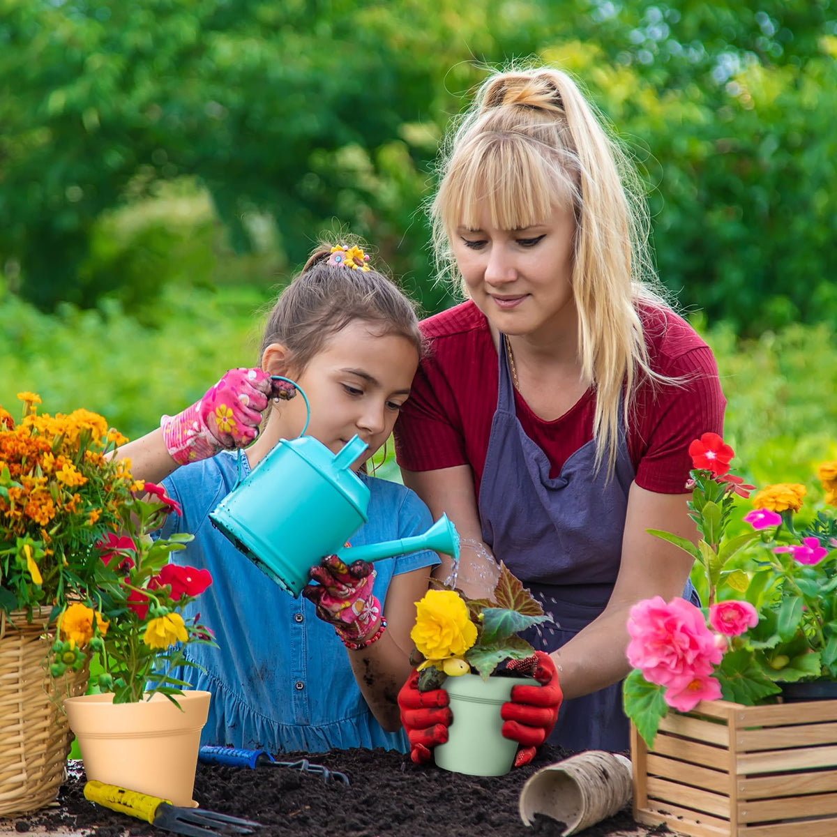 Durable, lightweight plastic planters for indoor and outdoor use.