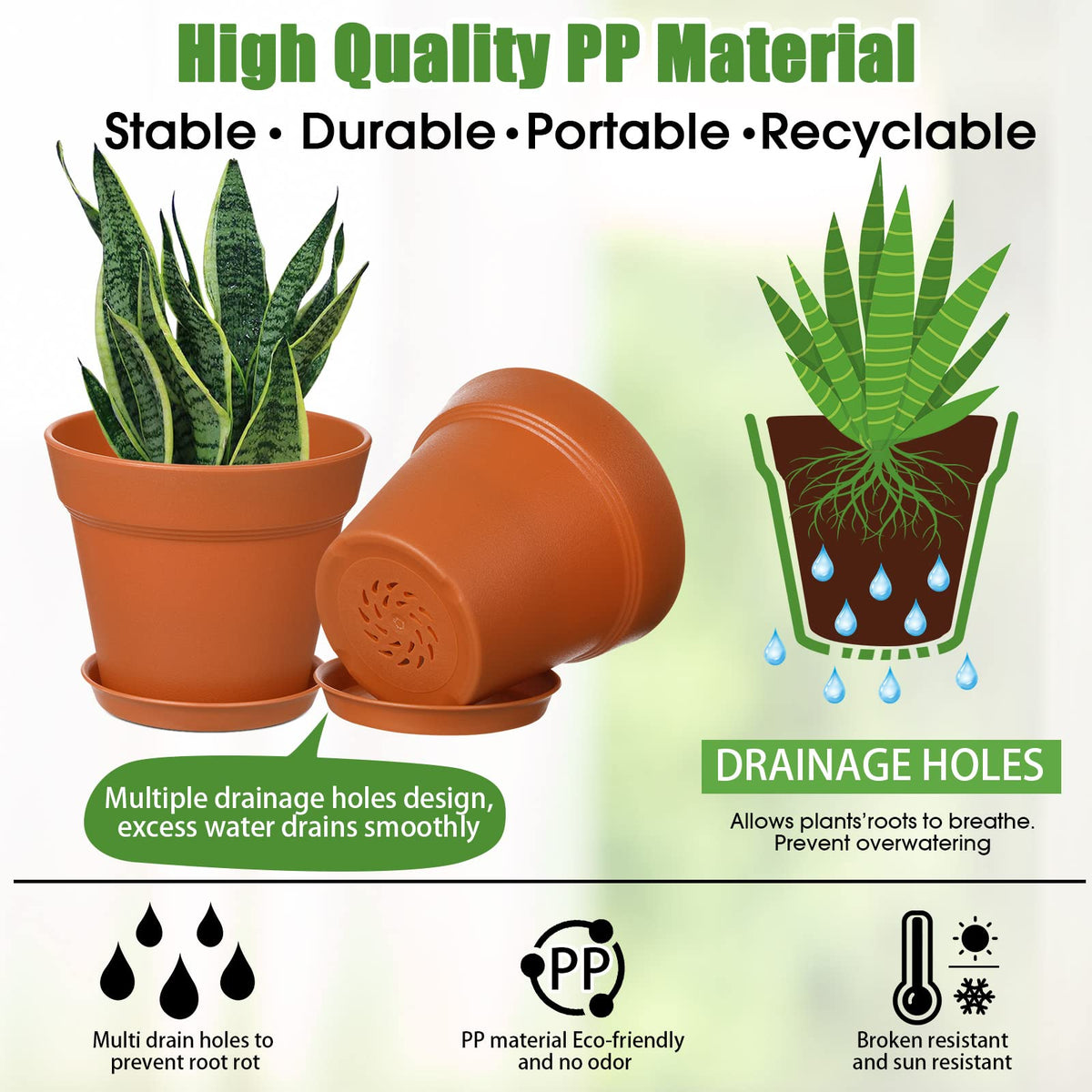 Mumufy lightweight plastic pot, durable and reusable for indoor or outdoor use.