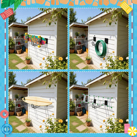 MUOUAKATE multi-purpose pool storage rack stores chairs, nets, tools near the pool.
