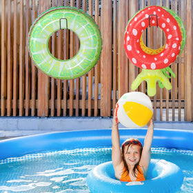 MUOUAKATE towel and float storage boosts pool area organization and cleanliness.