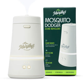 Murphy's Naturals Mosquito Dodger Zone shield protecting patio at dusk