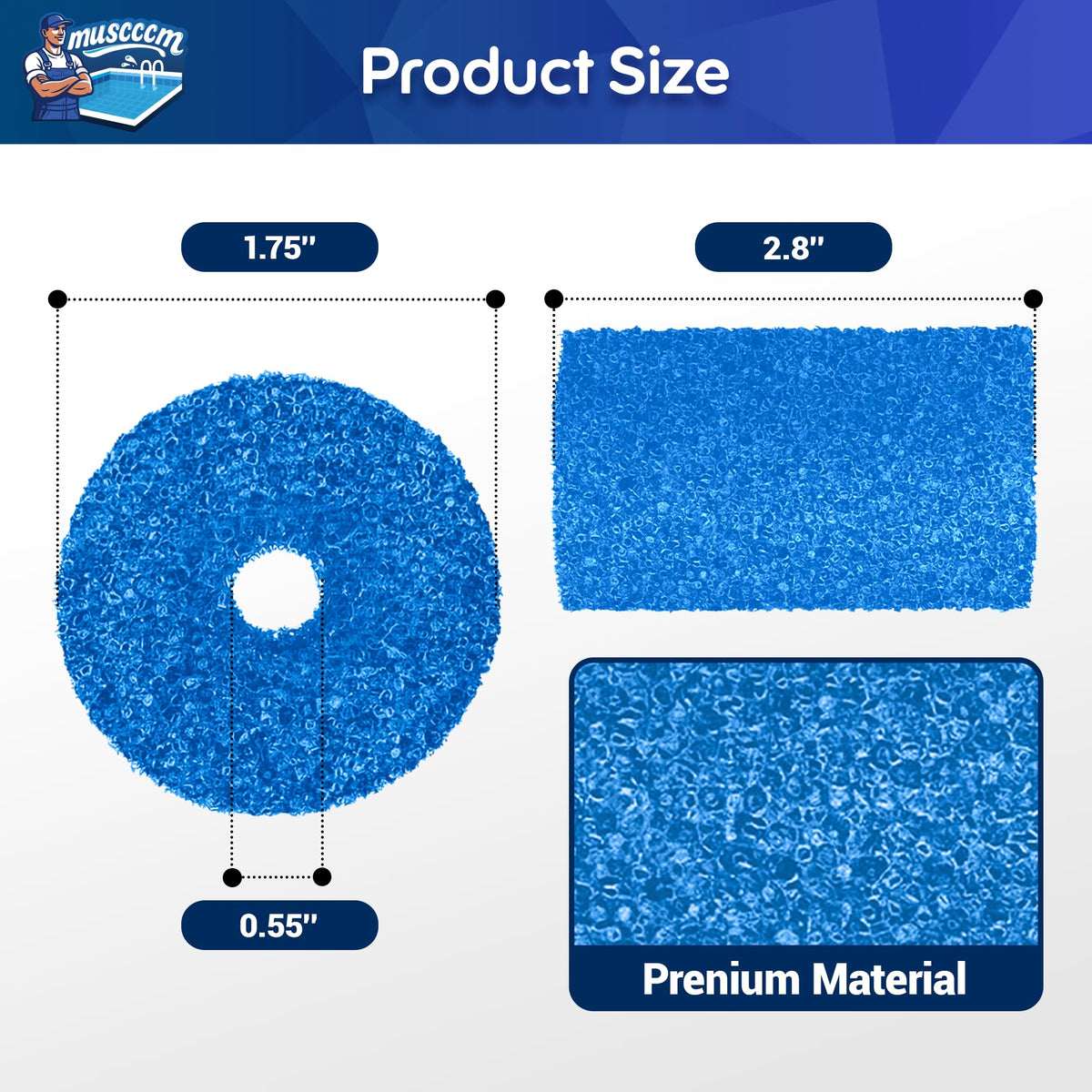 MUSCCCM Polaris tail scrubber blue improves suction and debris flow