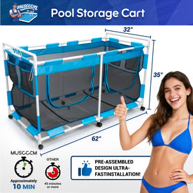 MUSCCCM pool storage bin side-opening design enabling easy bottom toy access.