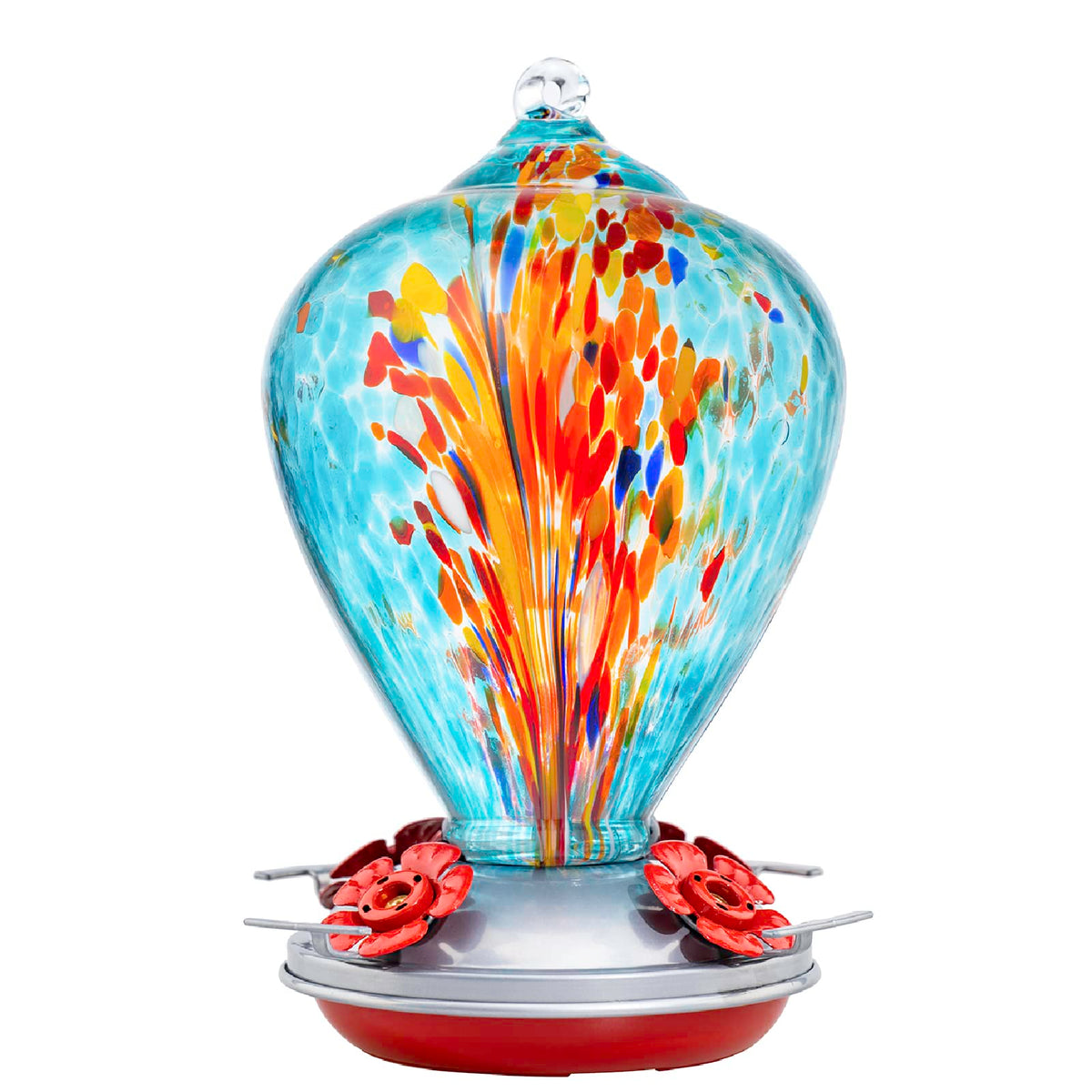 Muse Garden Comet hummingbird feeder glass blue close-up attracts birds to your backyard