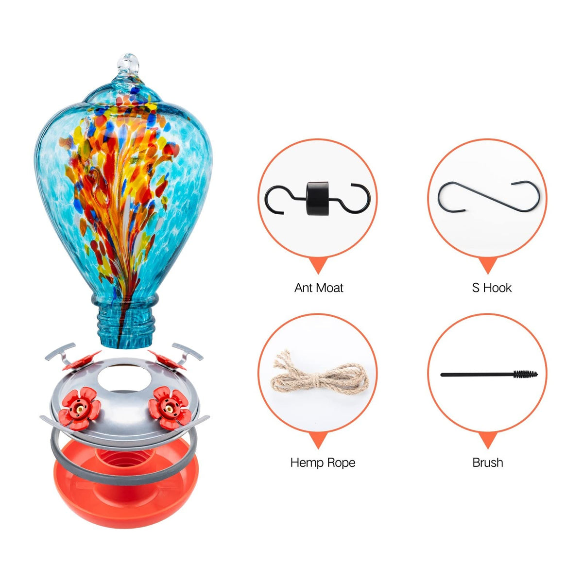 Muse Garden Comet hummingbird feeder with ant moat and perches for safe feeding