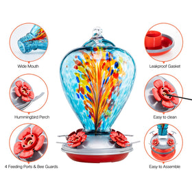 Muse Garden hummingbird feeder bee-proof base keeps nectar protected