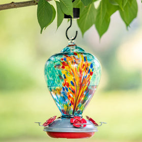 Muse Garden hummingbird feeder metal base leak-proof design reduces spills