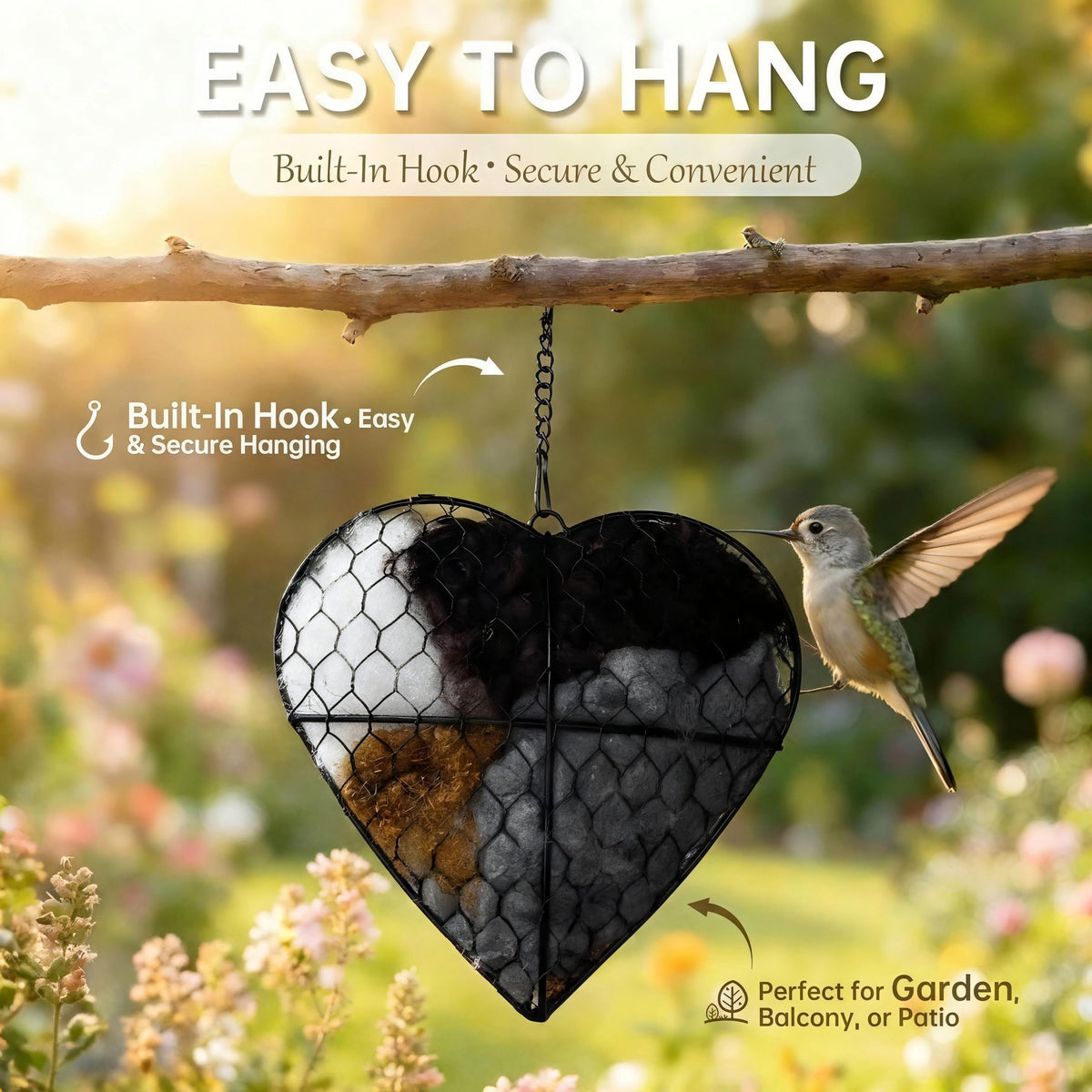 Mustio bird-friendly nesting material attracts hummingbirds, finches, and canaries