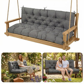 MusyVocay porch swing cushion with waterproof outer fabric for outdoor protection.