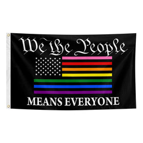 Muwodut Pride flag We The People 3x5ft fluttering outdoors with vivid rainbow colors