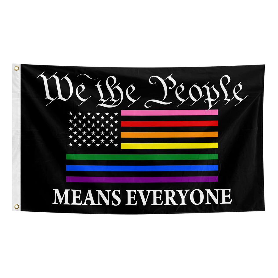 Muwodut Pride flag We The People 3x5ft fluttering outdoors with vivid rainbow colors