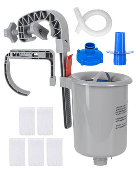 MUWOOB above-ground pool skimmer mounted on edge for easy debris removal.