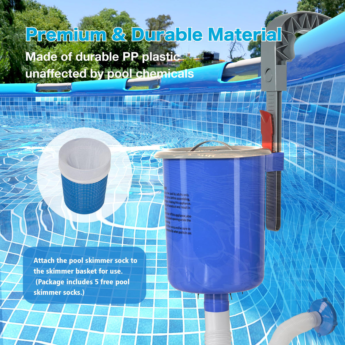 MUWOOB detachable skimmer basket enables quick, tool-free cleaning