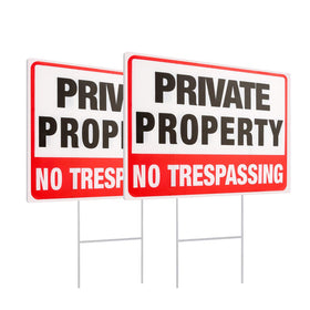 MUXYH private property sign front view with double-sided print for clear visibility