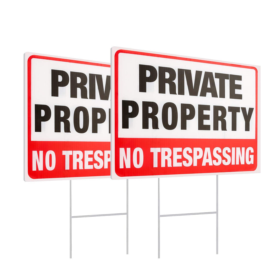MUXYH private property sign front view with double-sided print for clear visibility