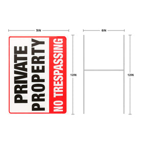 MUXYH private property sign side view showing visibility from multiple angles