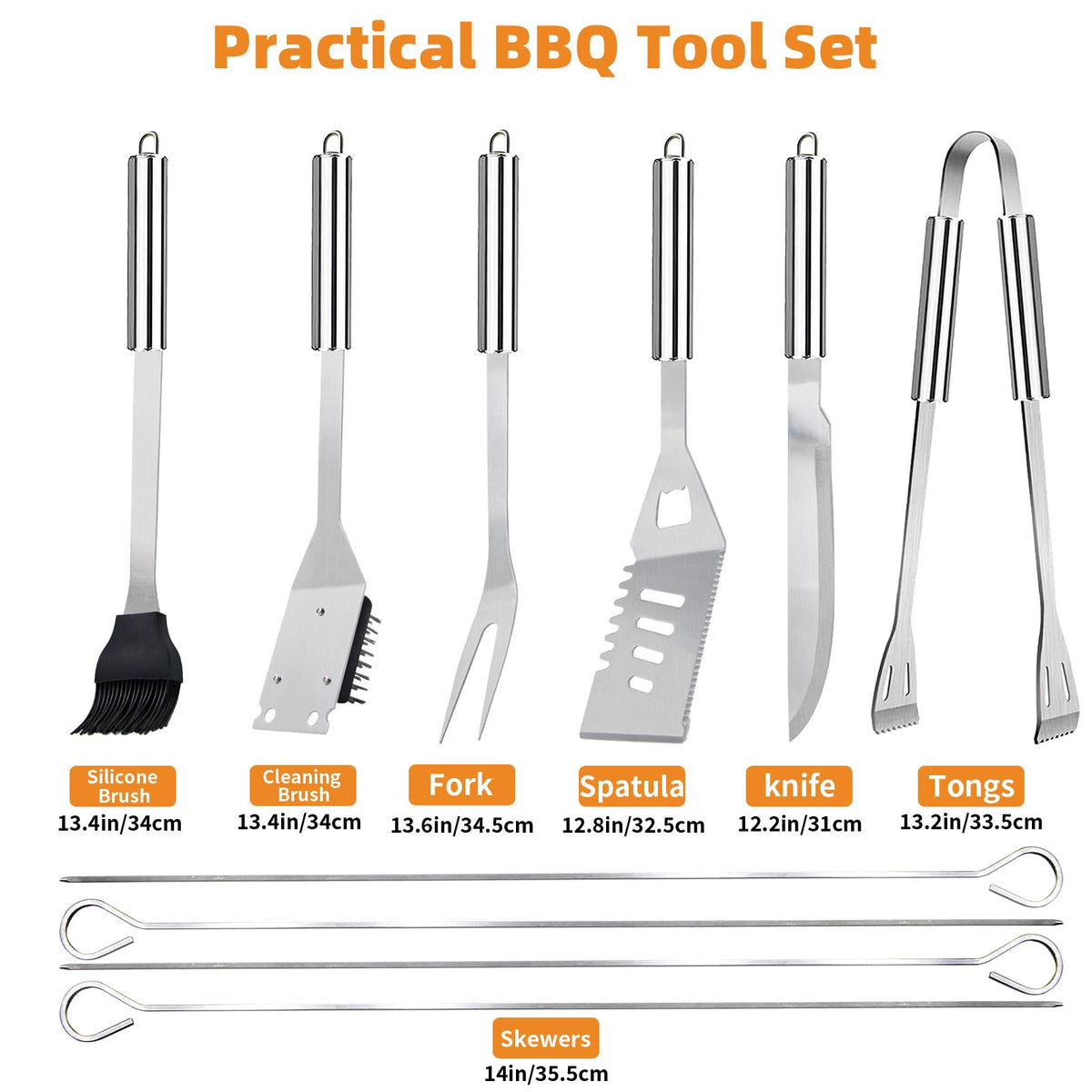 MUYFIO 11-piece skewers ideal for kebabs and marinades