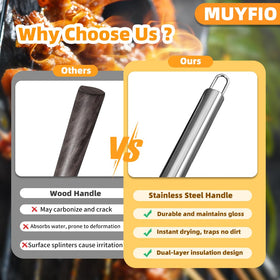 MUYFIO stainless steel handle design for comfortable grip and durability