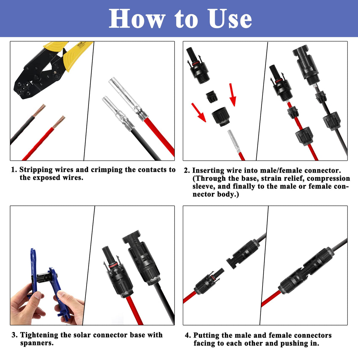 MUYI compatible with 2-5mm2 to 6mm2 PV cables for versatility