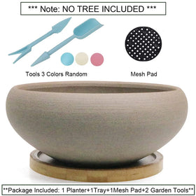 Muzhi ceramic pot includes a mesh pad to prevent soil escape.