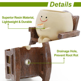 MUZZIOU resin plant pot suitable for indoor-outdoor display with drainage.