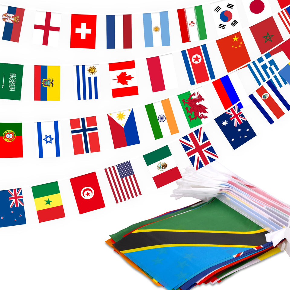 MVPRING 200-country flag bunting ready for classroom display and festive events.