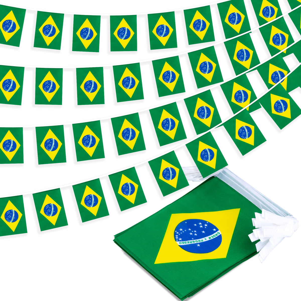 MVPRING Brazil flag pennant banner assembly shows bright, durable flags for classroom decor