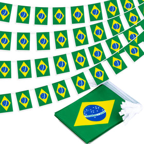 MVPRING Brazil flag pennant banner assembly shows bright, durable flags for classroom decor