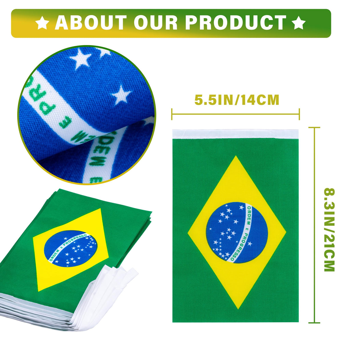 MVPRING Brazil flag pennant banner craftsmanship features neat stitching for premium appearance