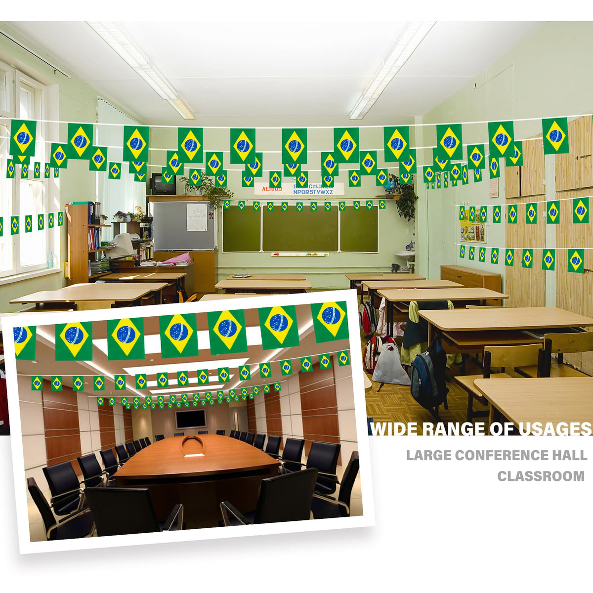 MVPRING Brazil flag pennant banner durable material ensures wrinkle resistance for outdoor events