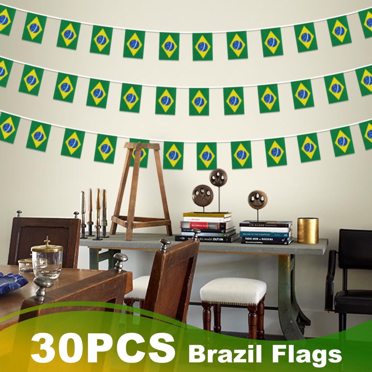 MVPRING Brazil flag pennant banner patio-decor bright color boosts outdoor gathering ambiance