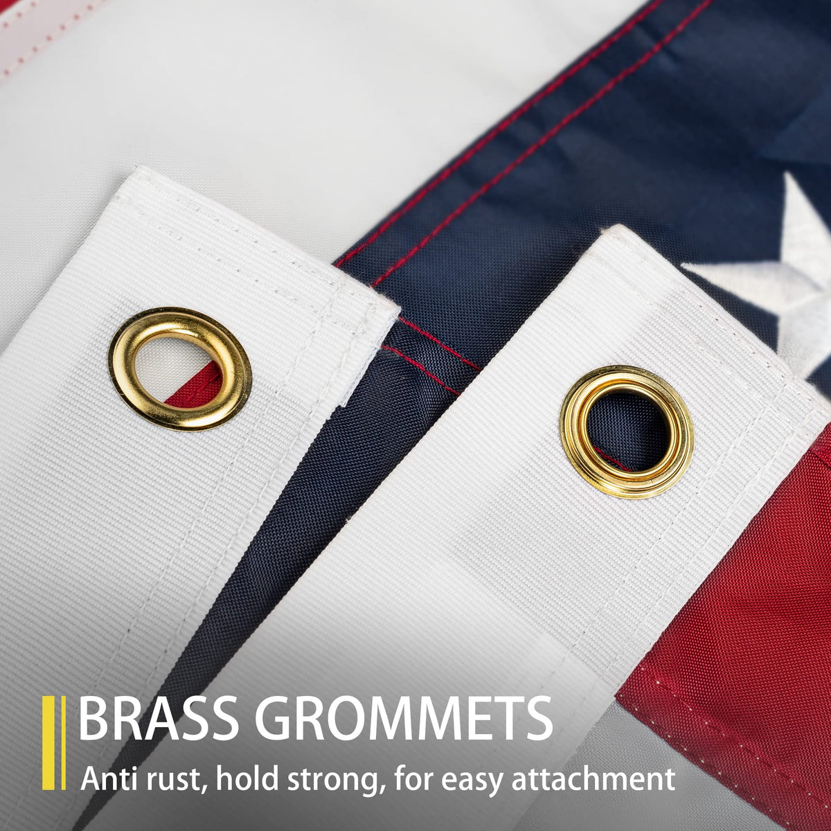 MVPRING flag with embroidered stars showing vivid detail