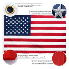 MVPRING embroidered stars flag 3x5ft showcases durable outdoor construction.