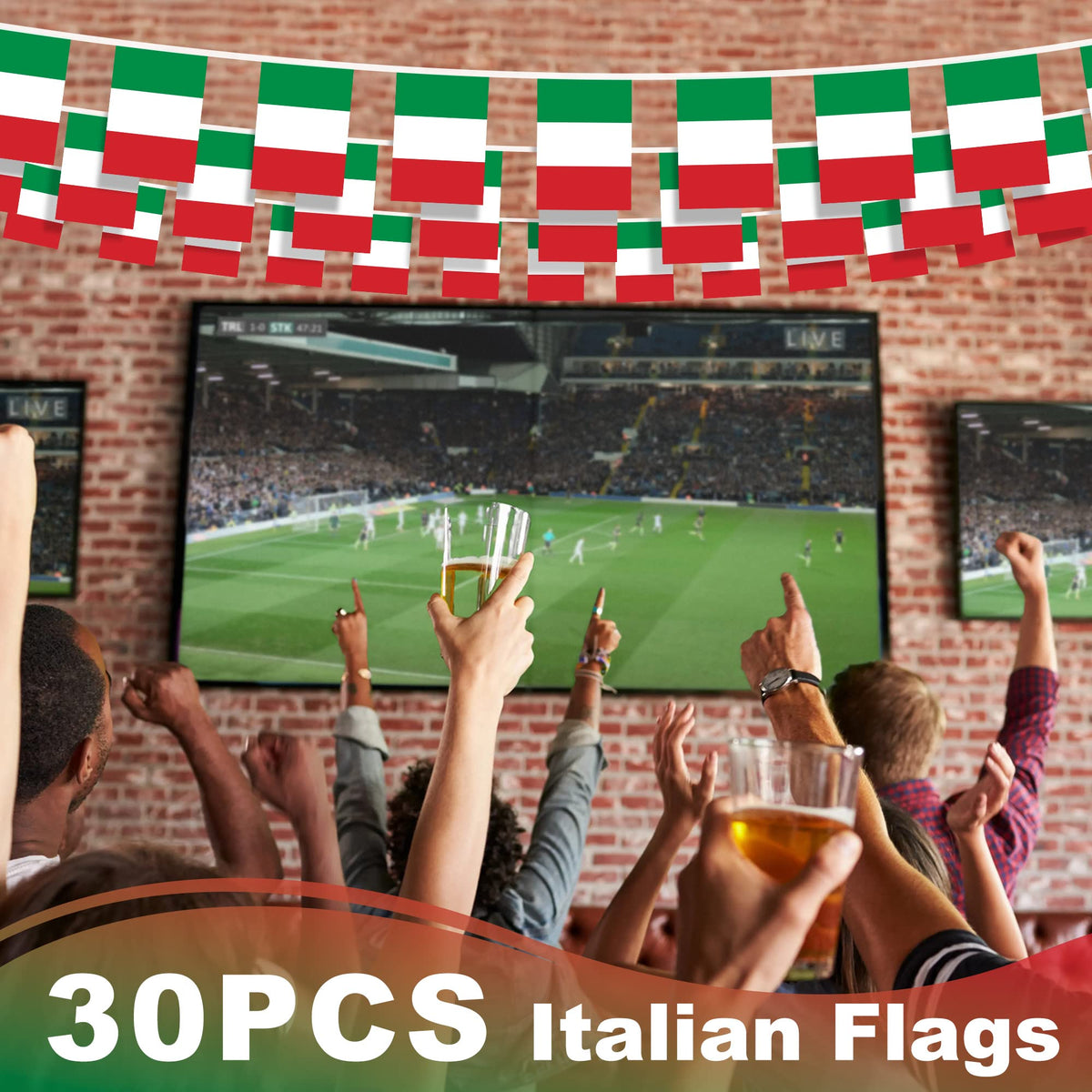 MVPRING Italy flag bunting ideal for classrooms, offices, and festive gatherings