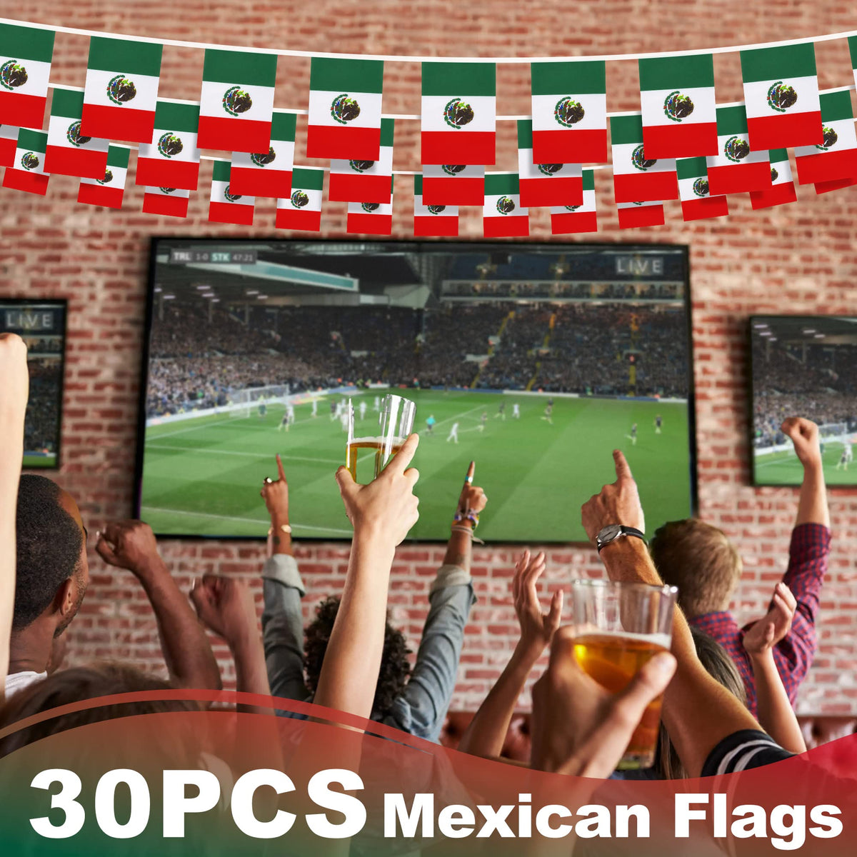MVPRING Mexico flag pennant banner decor for parties and sports events.