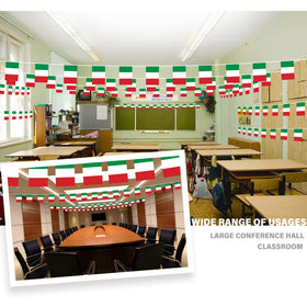 MVPRING mini Italy flags bunting closeup showing durable, vivid colors