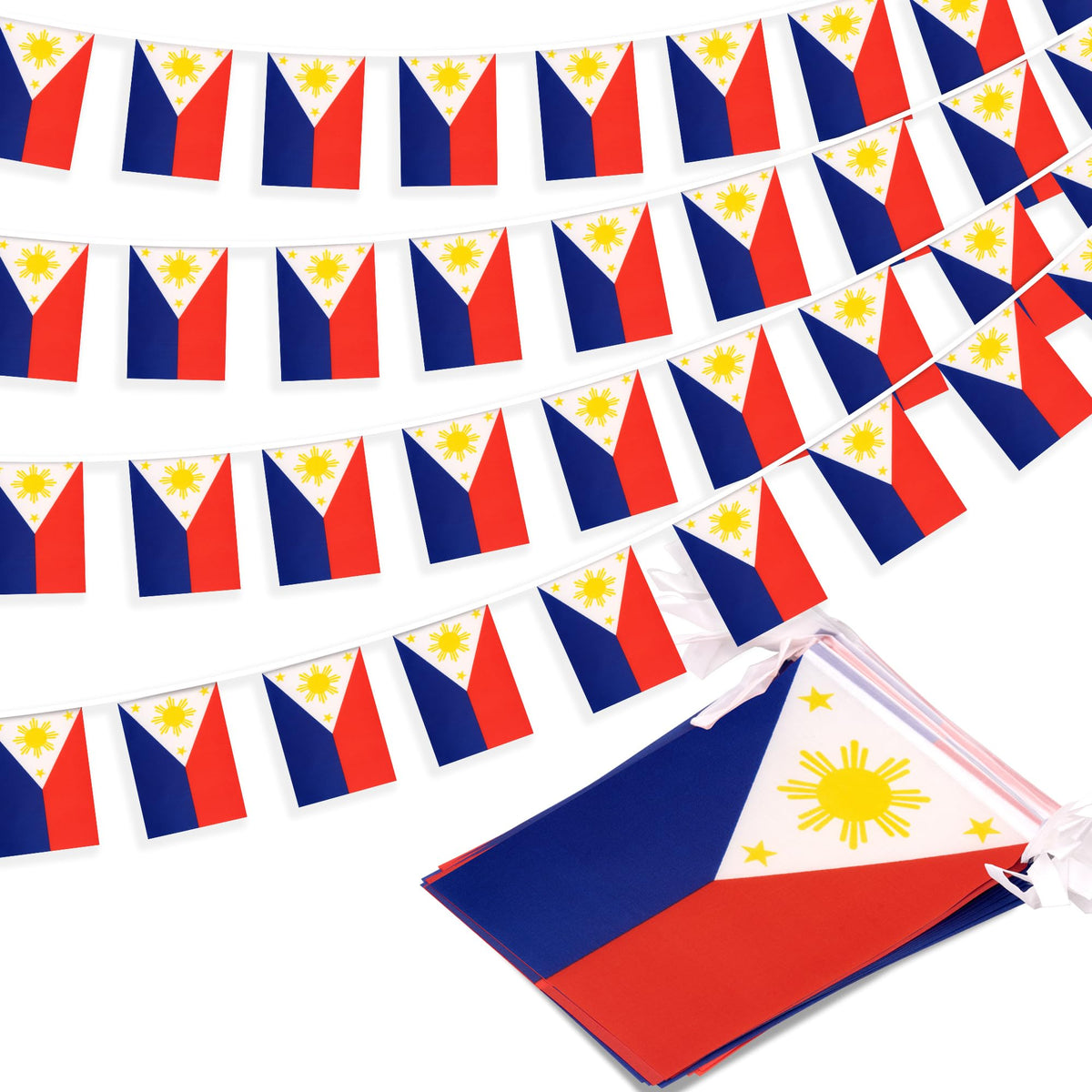 MVPRING Philippines flag pennant banner, 33ft for festive classroom displays