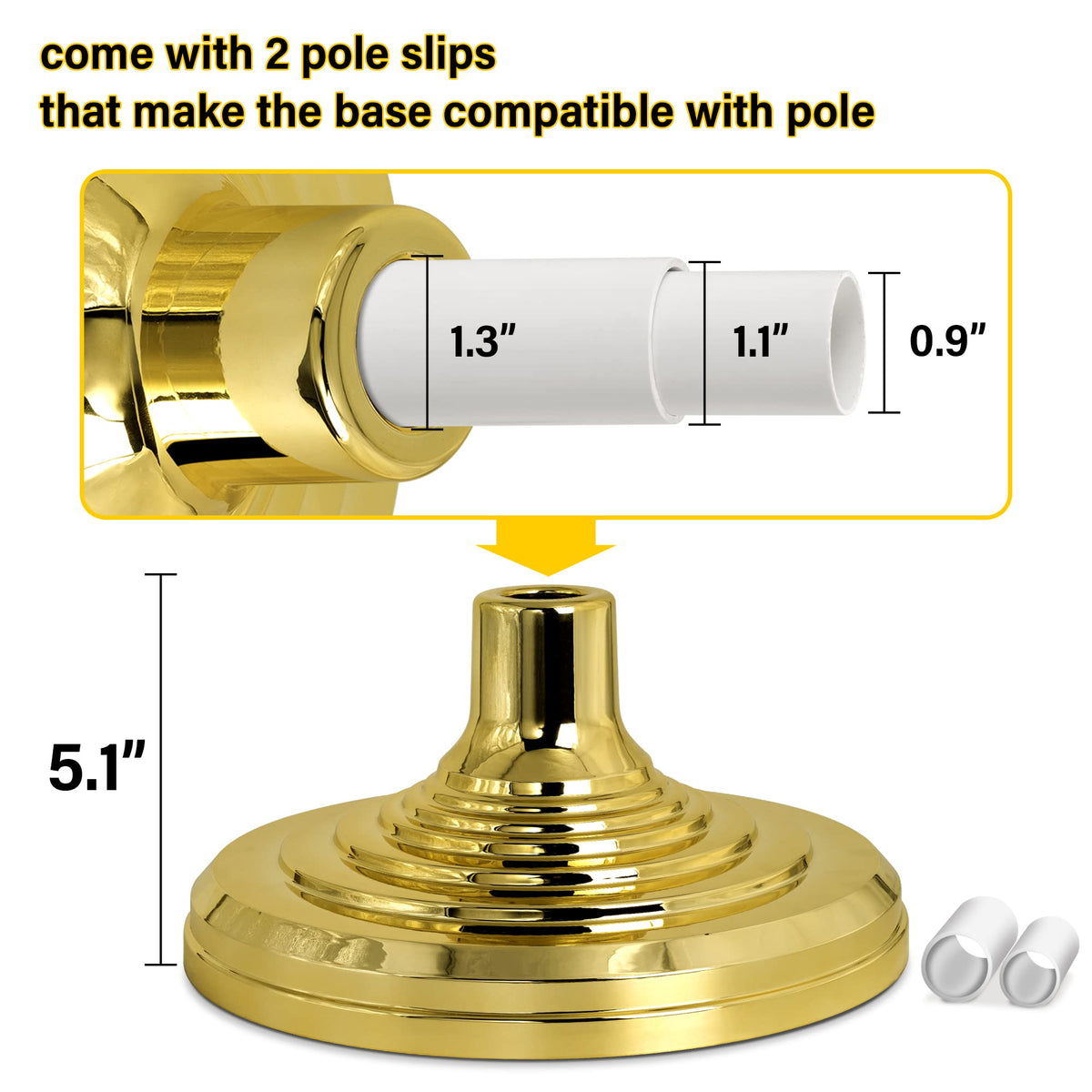 MVPRING pole slips fit 0.9-1.3inch poles for easy setup.