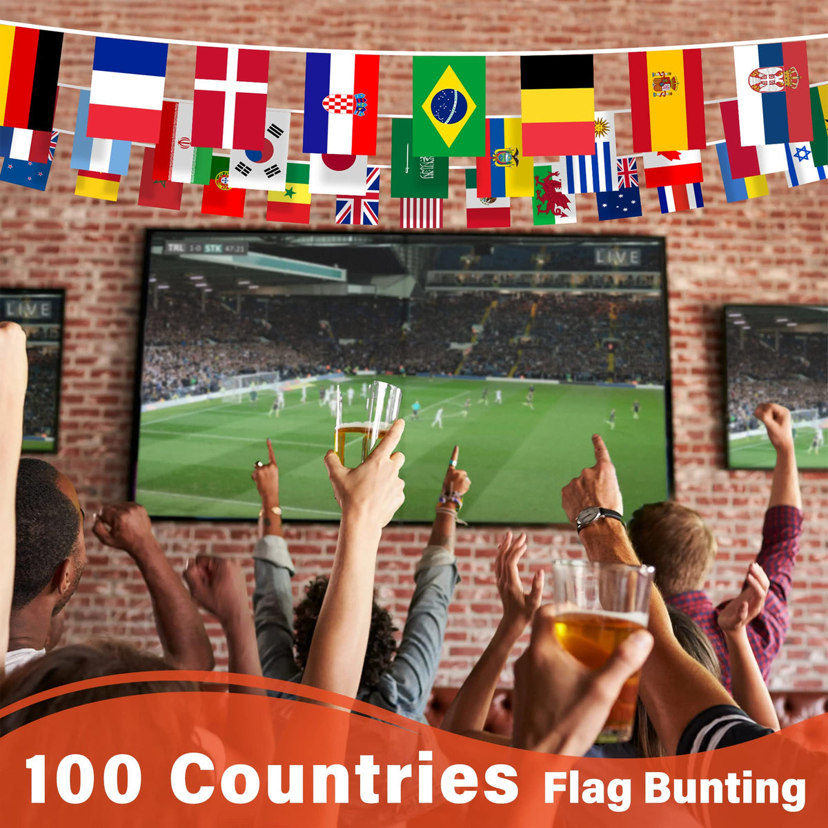 MVPRING sports bar flags banner adds international flair.