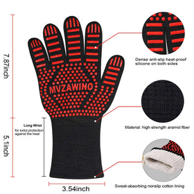 MVZAWINO BBQ gloves with non-slip silicone grips prevent slipping