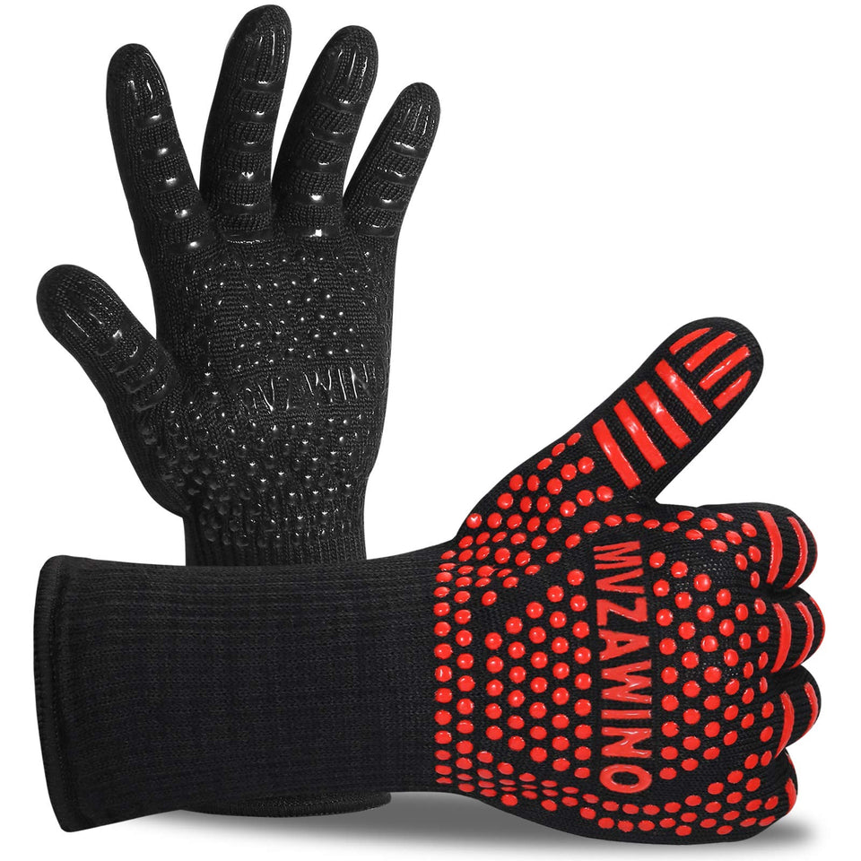 MVZAWINO Premium BBQ Gloves with heat resistance up to 1472°F for safe grilling