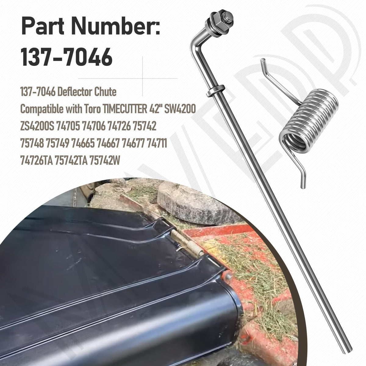 MWEDP deflector chute compatible with Exmark Quest models for versatile mowing options.