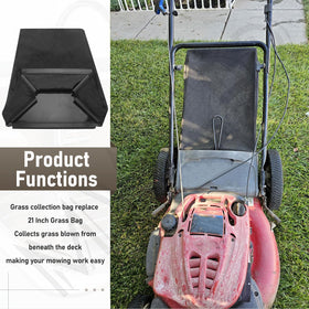MWEDP 964-04007A grass bag back view highlights fit for compatible mowers