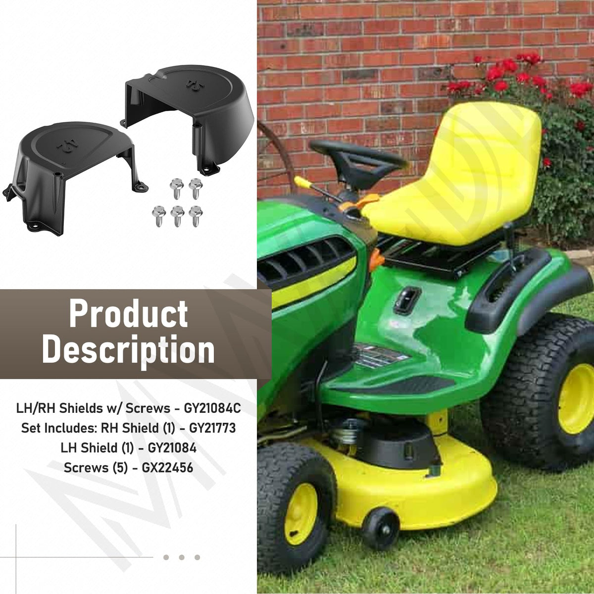 MWEDP shield compatibility with John Deere 42-inch decks including D100 and D110