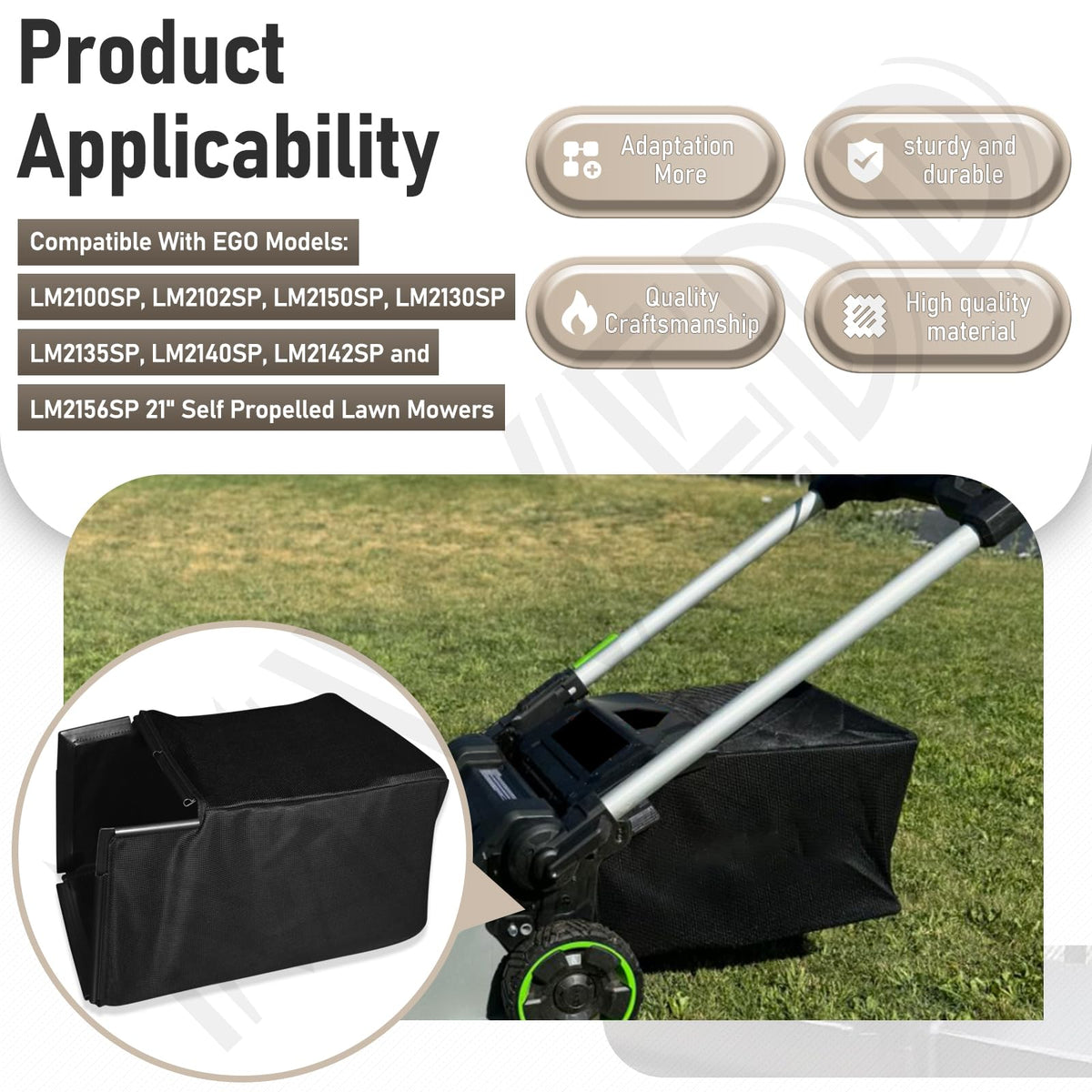 MWEDP Grass Bag Catcher bottom handle enables easy lifting.